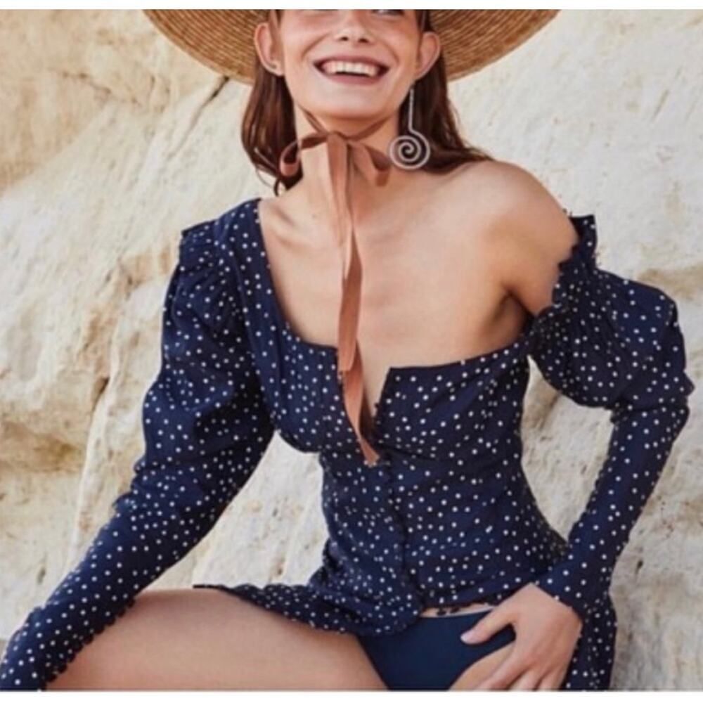 Magda Butrym Spotted One Shoulder Top Sz. 34 (US 2)